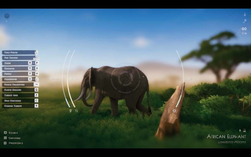 Screenshot from Seclusa showing the interface for taking a photo of an elephant.