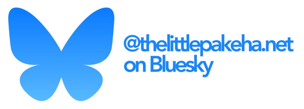 The logo for the Bluesky social network with my handle, @thelittlepakeha.net